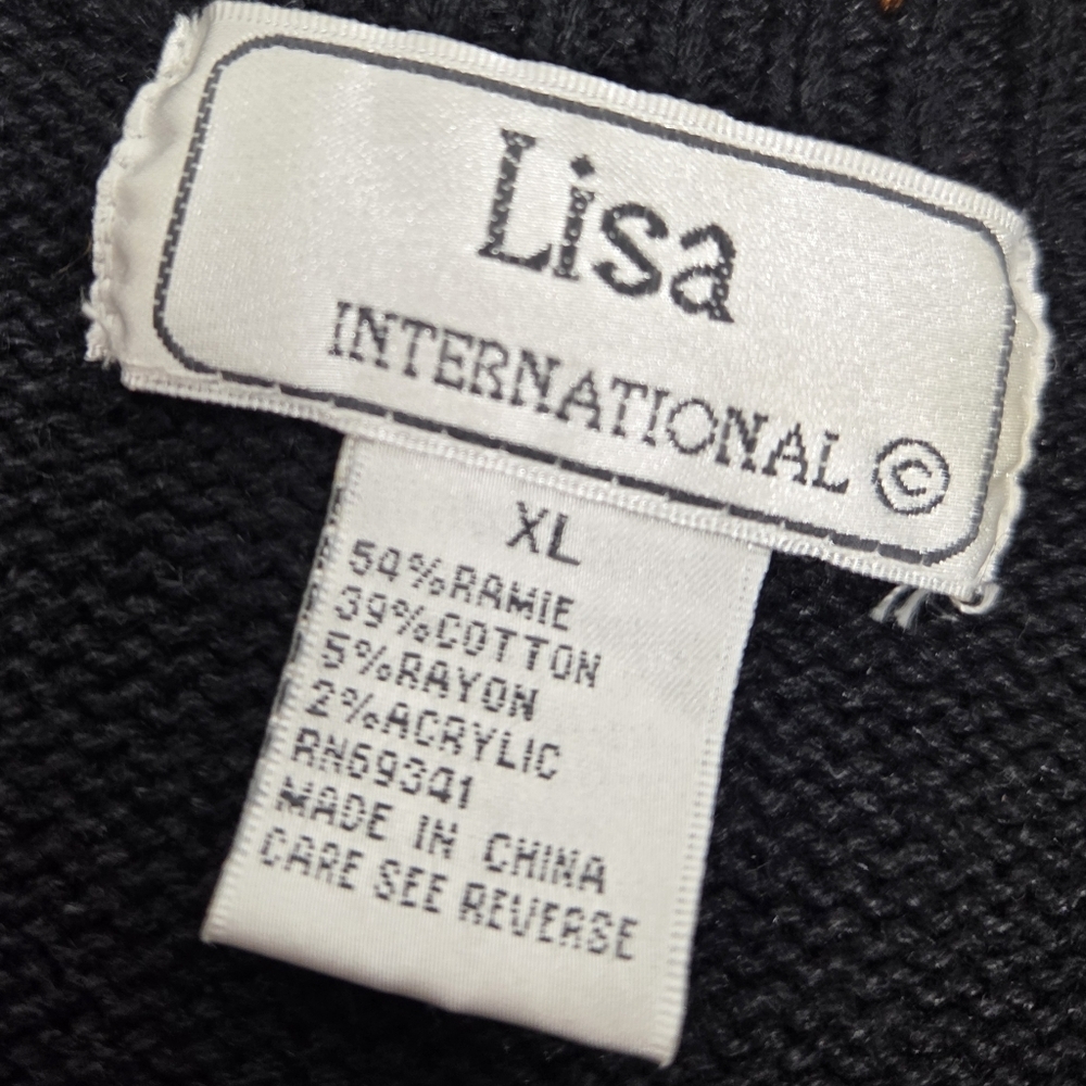 Vintage Lisa International Safari Jungle Africa Animal Print Sweater Women's XL - Picture 4 of 7